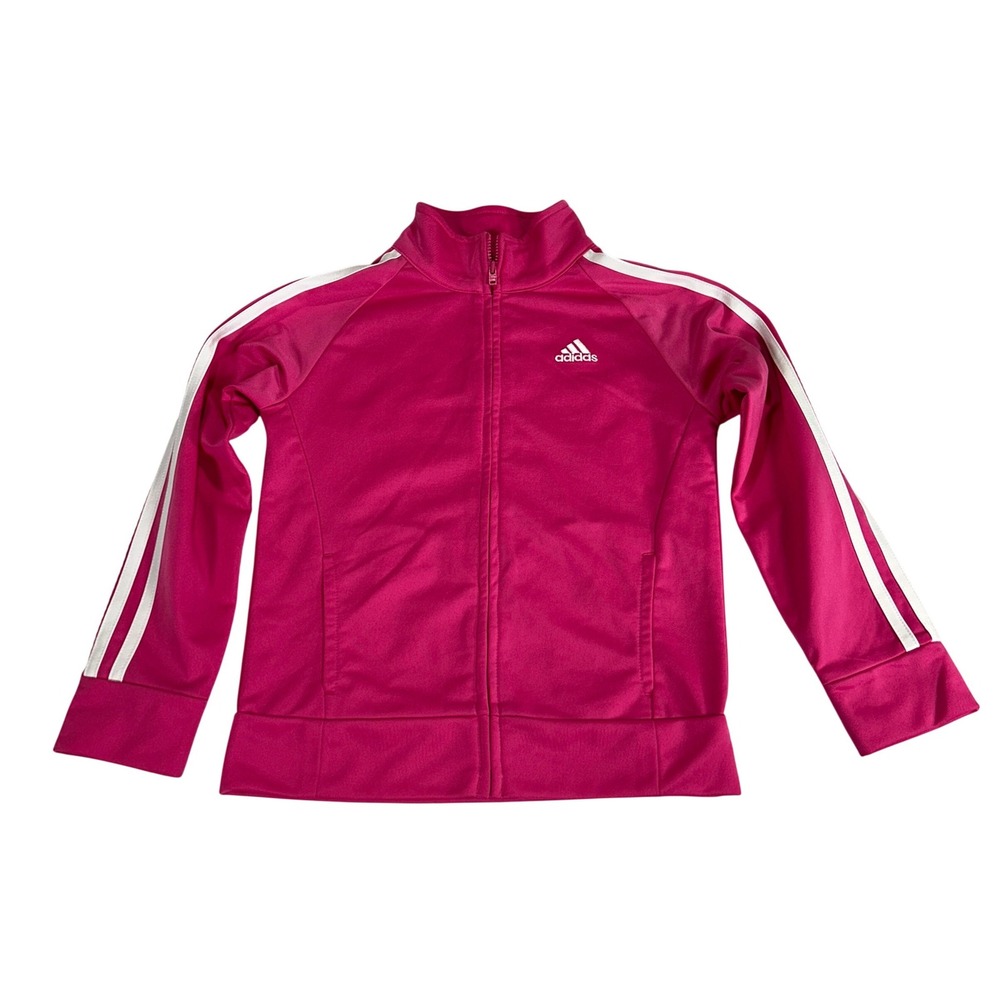 Adidas Girls Pink White Stripe Full Zip Track Jacket SHA207 Size 6X